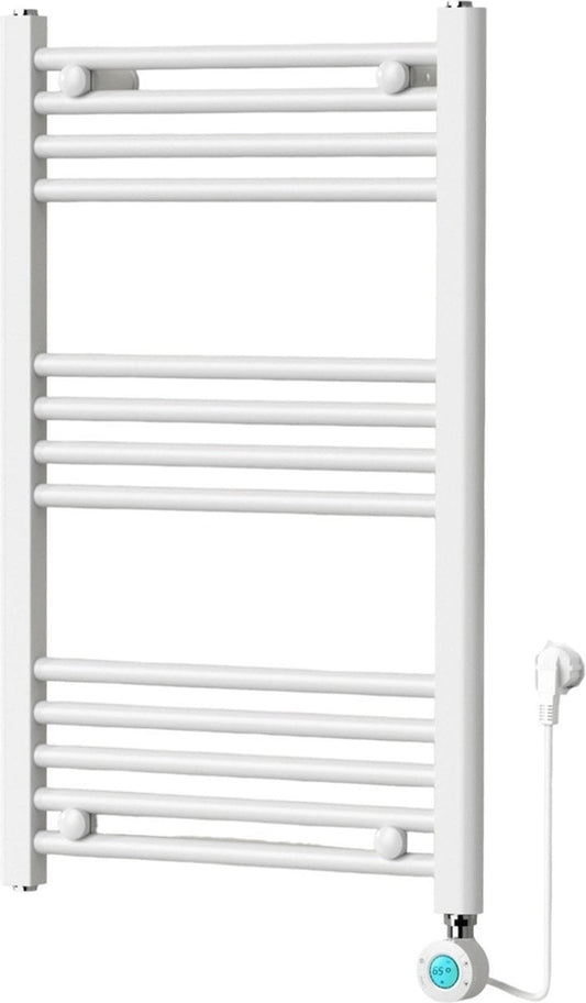 Radiador toallero Eléctrico con Termostato Digital - Radiador Baño - 800 × 500 mm - Blanco mate - 300 vatios