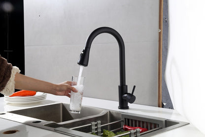 Grifo de cocina Nurion negro mate con caño