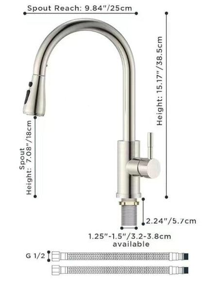 Grifo de cocina Nurion plata con caño