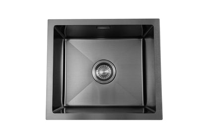 Nurion Fregadero Metal Negro 34,5 x 34,5- Fregadero Cocina - Fregaderos Cocina - Fregadero Cocina - sin agujero para grifo acero inoxidable