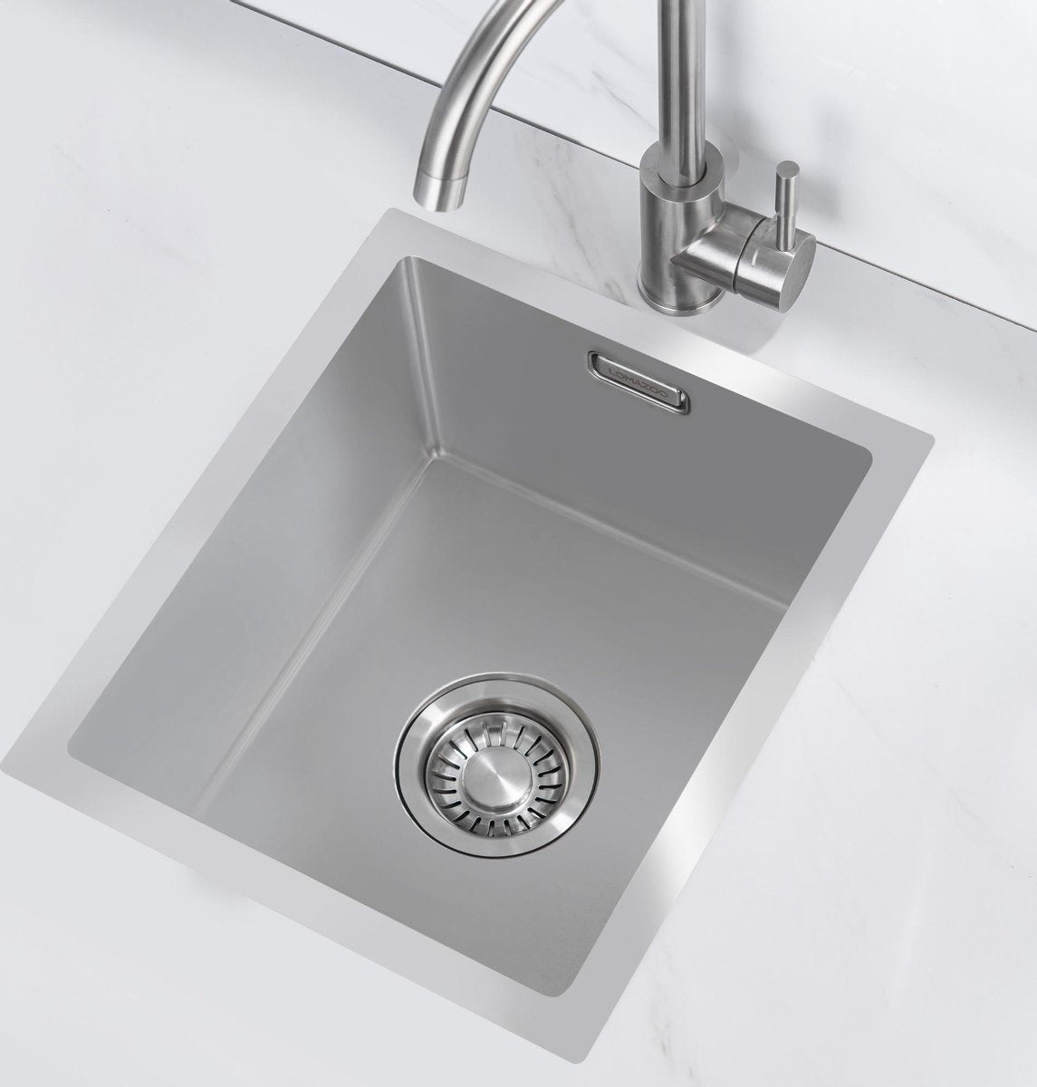 Fregadero Nurion acero inoxidable 28,5 x 34,5 – Fregadero cocina - Fregaderos cocina – Lavabo cocina - sin orificio para grifo