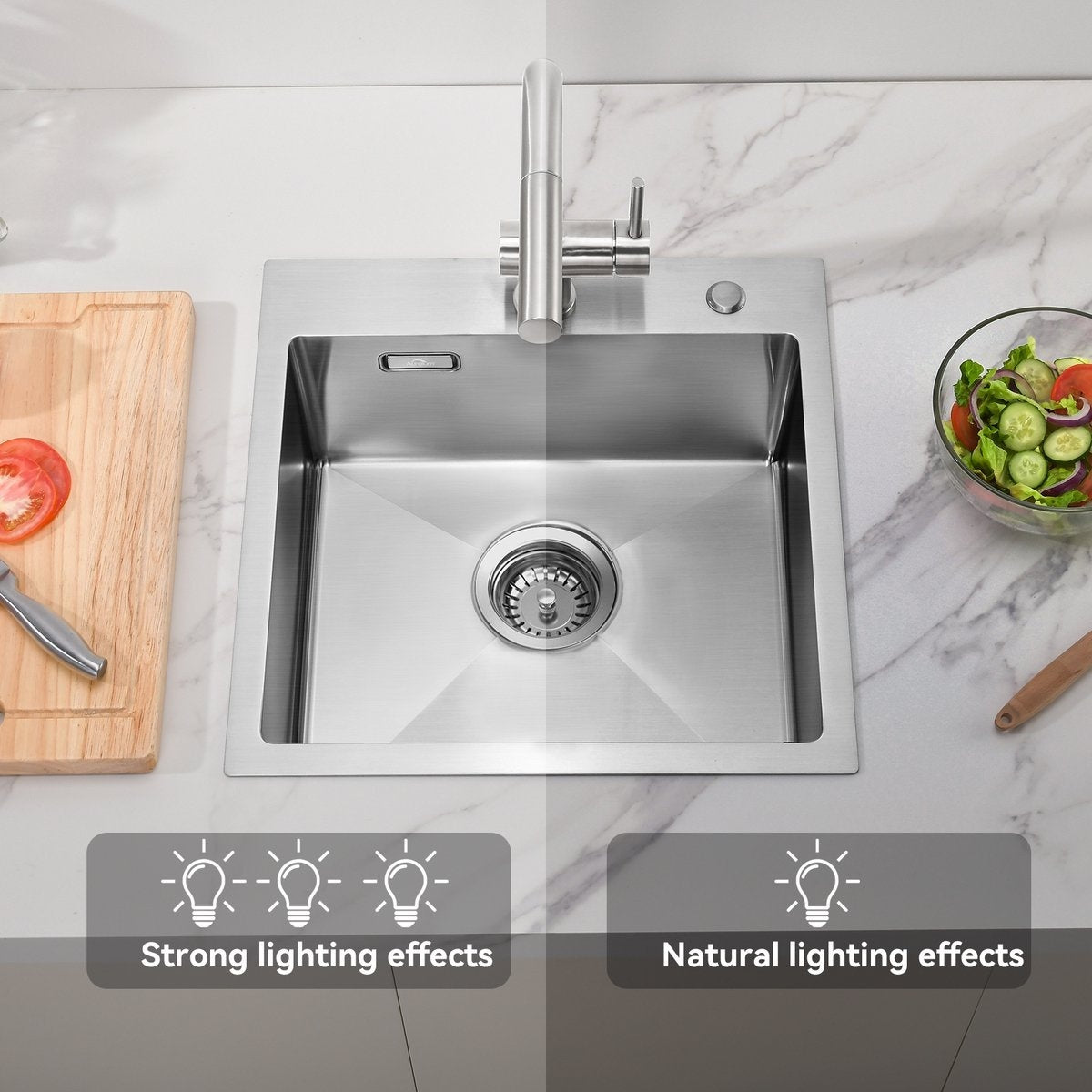 Fregadero Nurion acero inoxidable 39,5 x 34,5 - Fregadero Cocina - Fregaderos Cocina - Fregadero Cocina - sin agujero para grifo