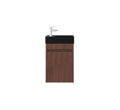 Mueble de baño Nurion Emma - lavabo negro mate y armario de nogal - 41 x 22,5 x 65 cm