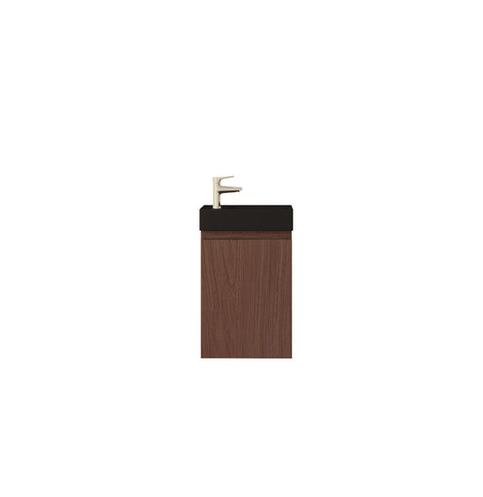 Mueble de baño Nurion Jule - lavabo negro mate y armario de madera de roble - 41 x 22,5 x 65 cm