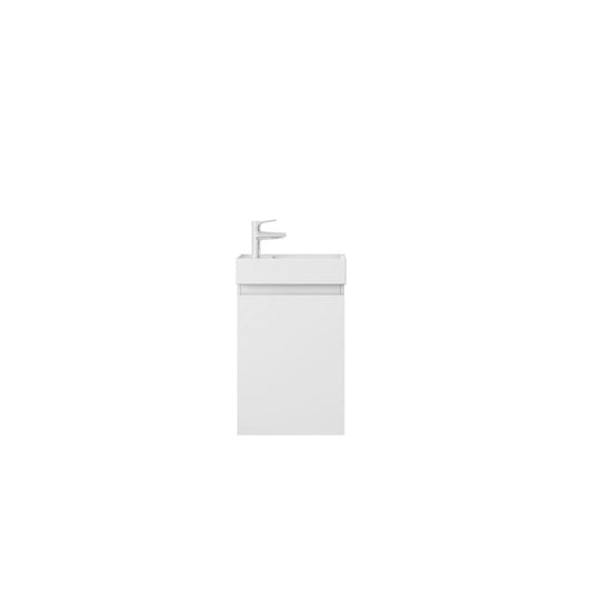Mueble de baño Nurion Lotte - lavabo blanco brillante y armario de madera blanca - 41 x 22,5 x 65 cm