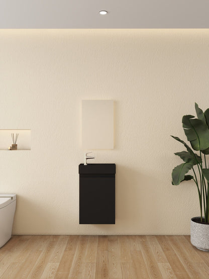 Mueble de baño Nurion Milan - lavabo negro mate y armario negro - 45 x 22,5 x 65 cm