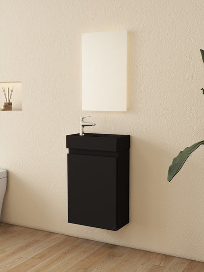Mueble de baño Nurion Milan - lavabo negro mate y armario negro - 45 x 22,5 x 65 cm