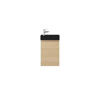 Mueble de baño Nurion Nora - lavabo negro mate y armario de madera clara - 41 x 22,5 x 65 cm