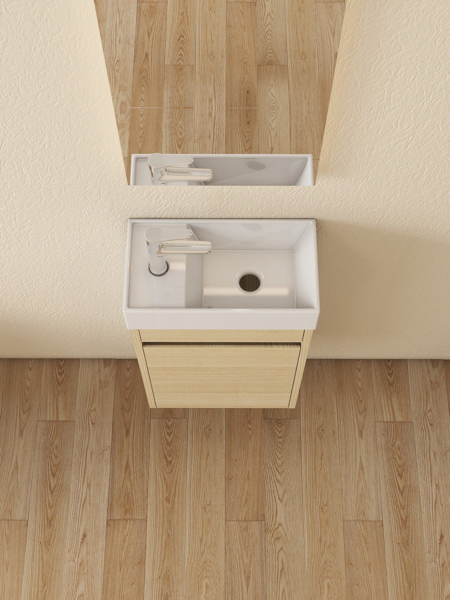 Mueble de baño Sophie de Nurion: lavabo blanco brillante y armario de madera blanca - 41 x 22,5 x 65