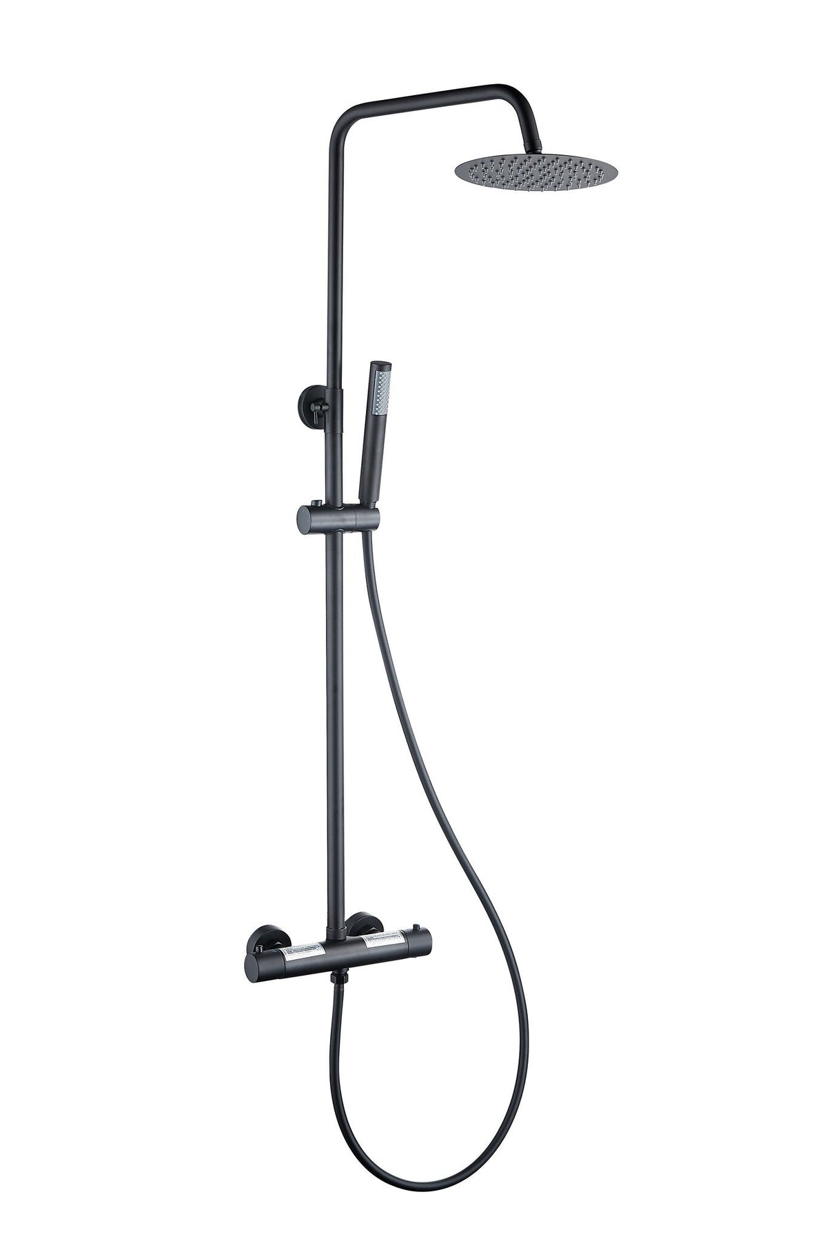 Ducha efecto lluvia de superficie cabezal 30 cm ducha termostática negro mate