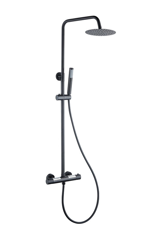 Ducha efecto lluvia de superficie cabezal 30 cm ducha termostática negro mate