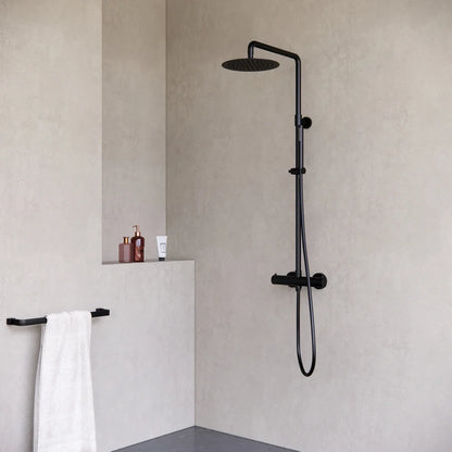 Ducha efecto lluvia de superficie cabezal 30 cm ducha termostática negro mate