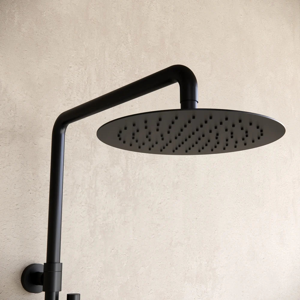 Ducha efecto lluvia de superficie cabezal 30 cm ducha termostática negro mate