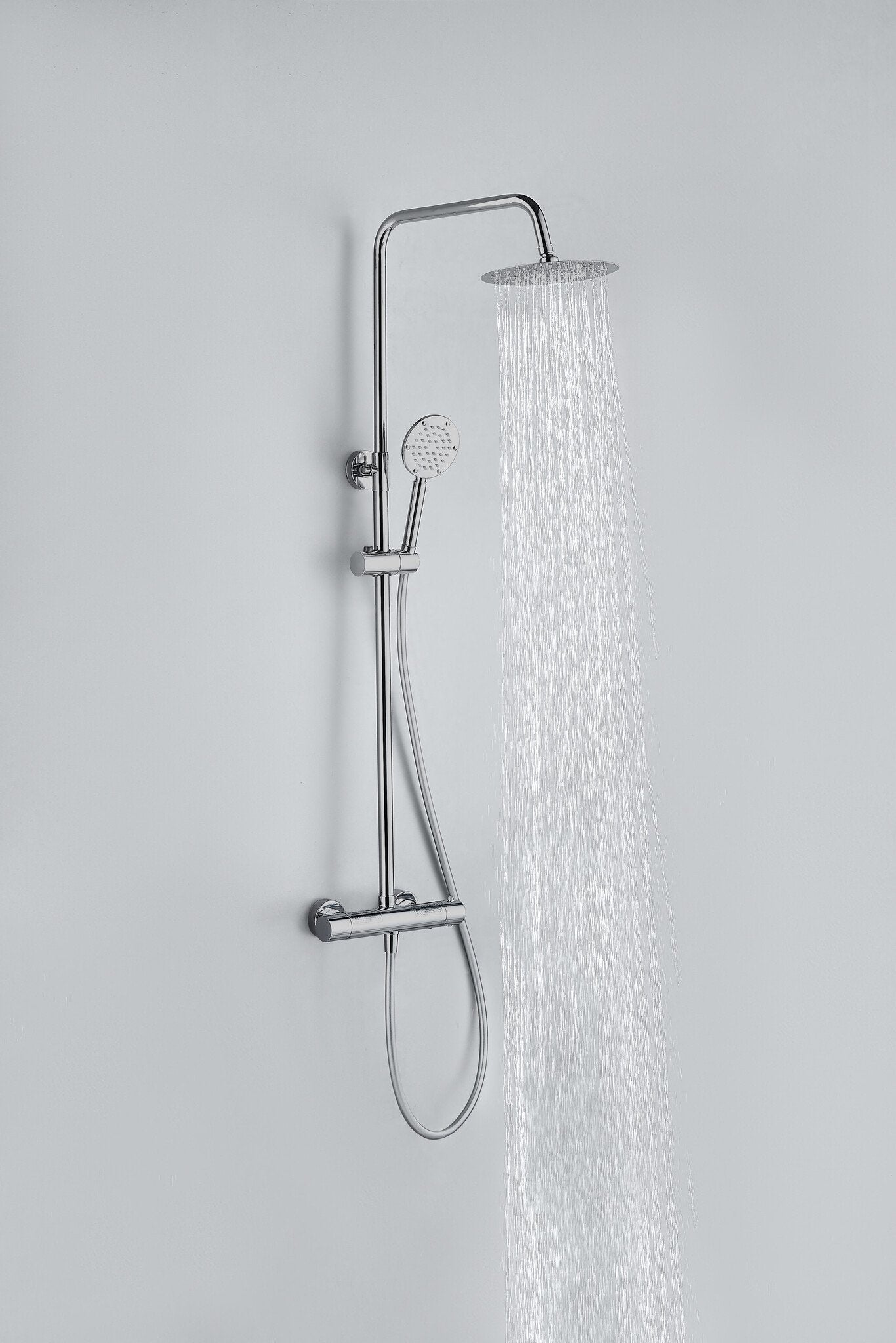 Ducha efecto lluvia de superficie cabezal 30 cm ducha termostática cromo