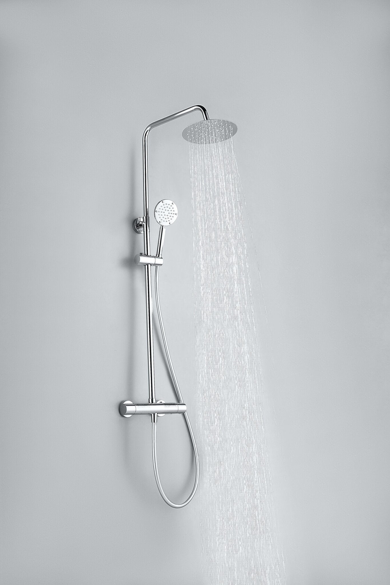 Ducha efecto lluvia de superficie cabezal 30 cm ducha termostática cromo