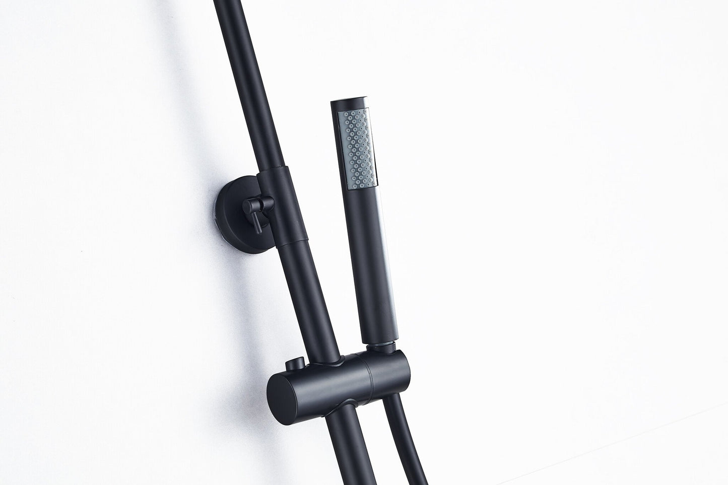 Ducha efecto lluvia de superficie cabezal 30 cm ducha termostática negro mate