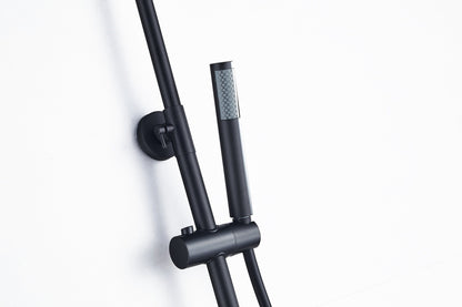 Ducha efecto lluvia de superficie cabezal 30 cm ducha termostática negro mate