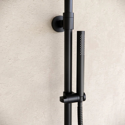 Ducha efecto lluvia de superficie cabezal 30 cm ducha termostática negro mate