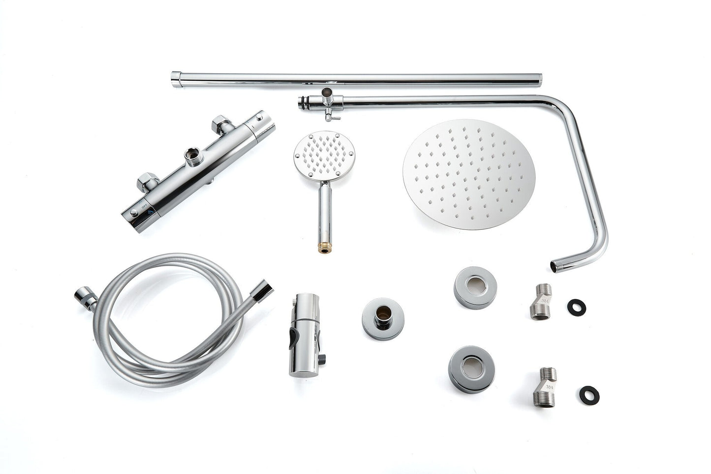 Ducha efecto lluvia de superficie cabezal 30 cm ducha termostática cromo