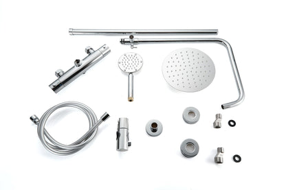 Ducha efecto lluvia de superficie cabezal 30 cm ducha termostática cromo