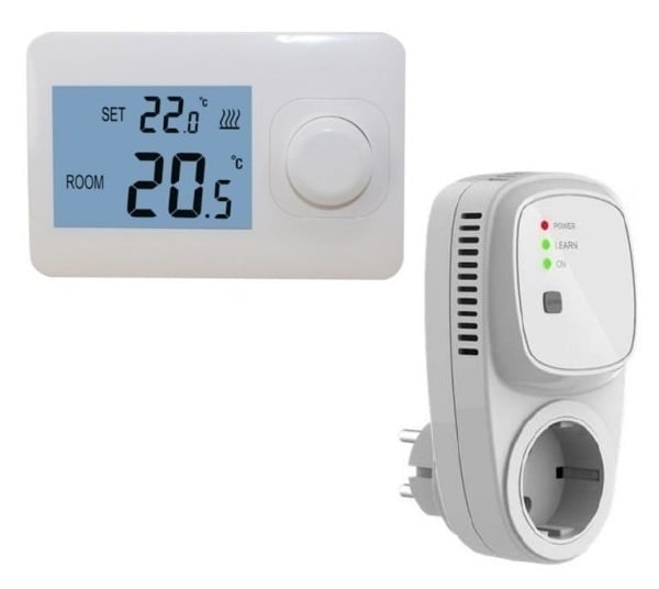 Termostato simple inalámbrico QH Basic no programable con receptor enchufable