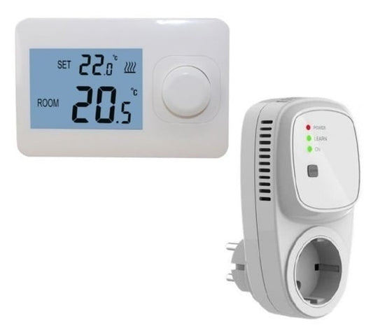 Termostato simple inalámbrico QH Basic no programable con receptor enchufable