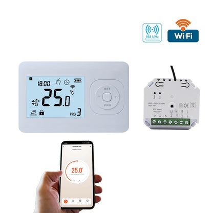 Termostato blanco WiFi QH-Basic con receptor empotrado