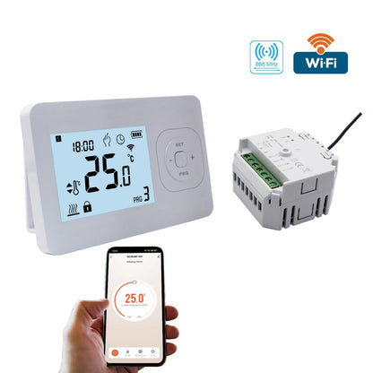 Termostato blanco WiFi QH-Basic con receptor empotrado