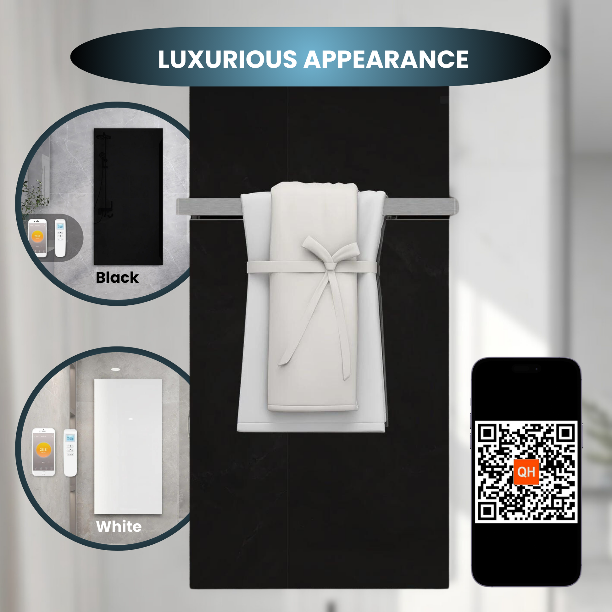 QH GD Panel infrarrojo de cristal Serie Blanca 60 x 120 cm - 700 vatios