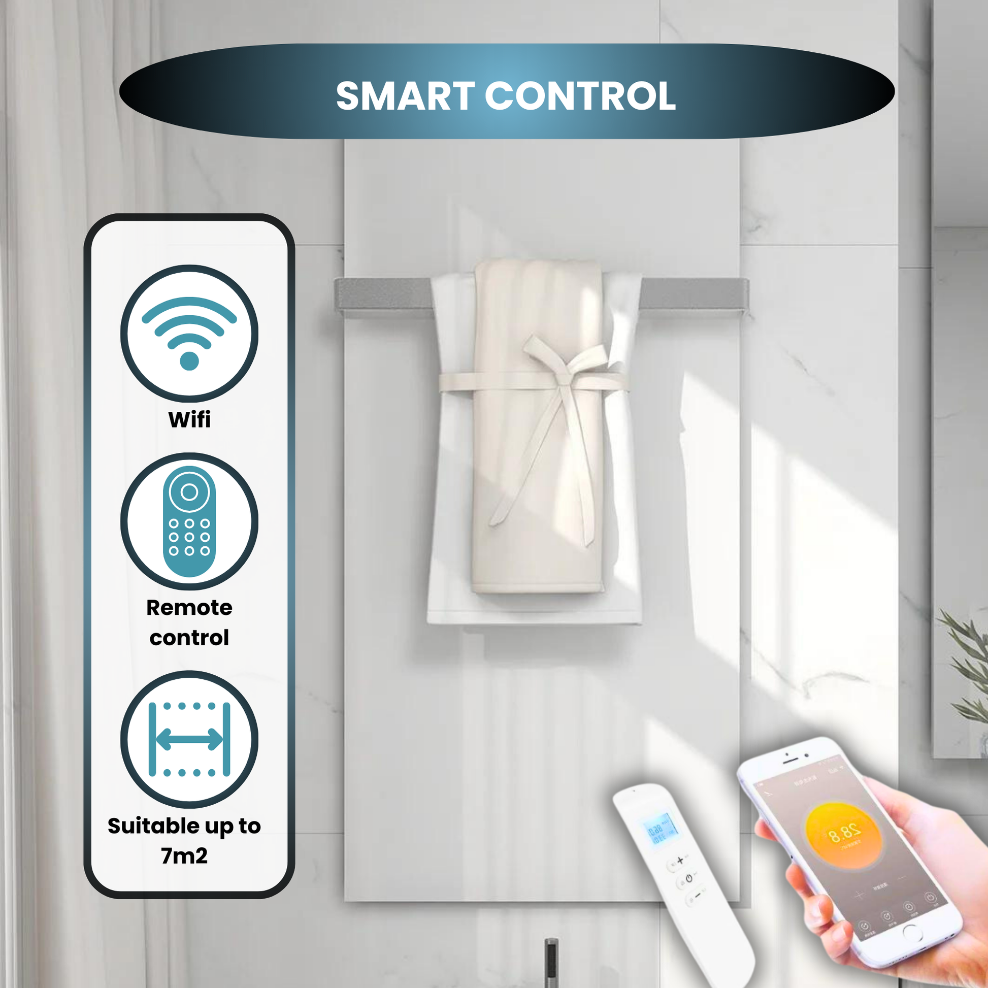 QH GD Panel infrarrojo de cristal Serie Blanca 60 x 120 cm - 700 vatios