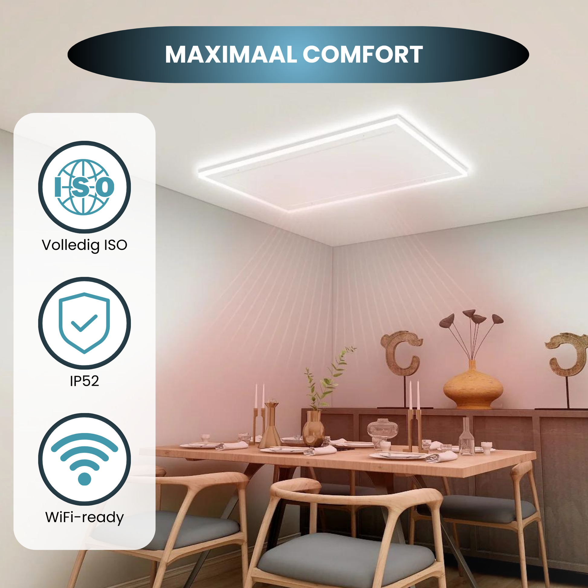 Serie QH-HL Panel Infrarrojo Wifi con Iluminación LED 63x128 cm 840Watt