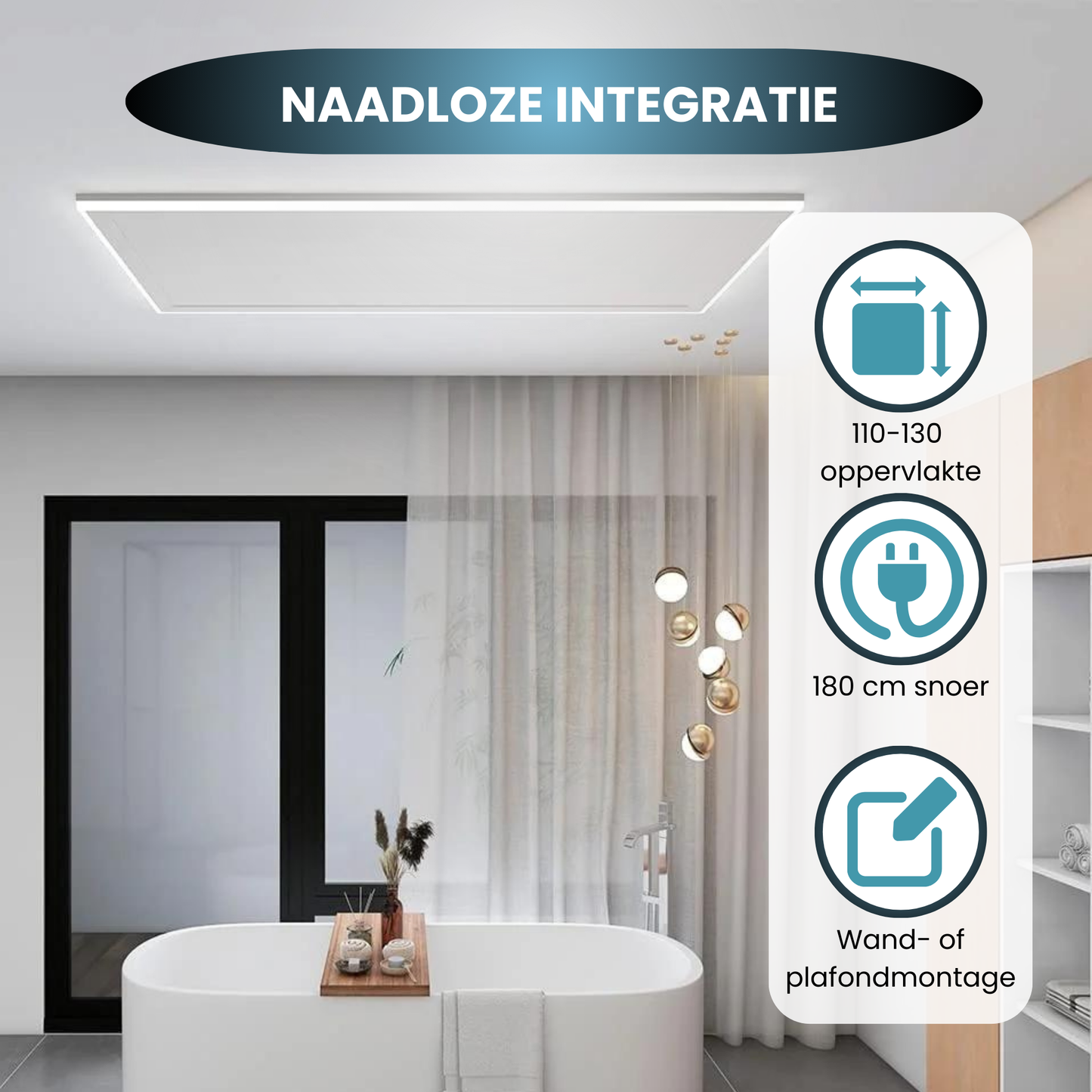 Serie QH-HL Panel Infrarrojo Wifi con Iluminación LED 63x128 cm 840Watt