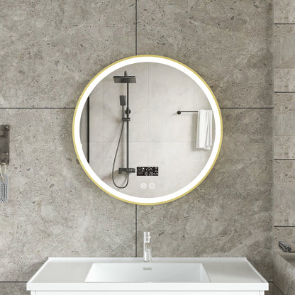 Smart spiegel rond 60cm gouden frame met led verlichting, anti-condens en wifi