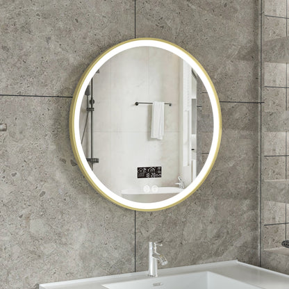 Smart spiegel rond 60cm gouden frame met led verlichting, anti-condens en wifi