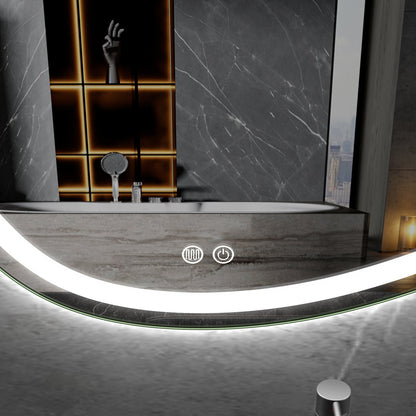Espejo asimétrico con iluminación LED empotrada y anticondensación de 100 cm de ancho y 65 cm de alto