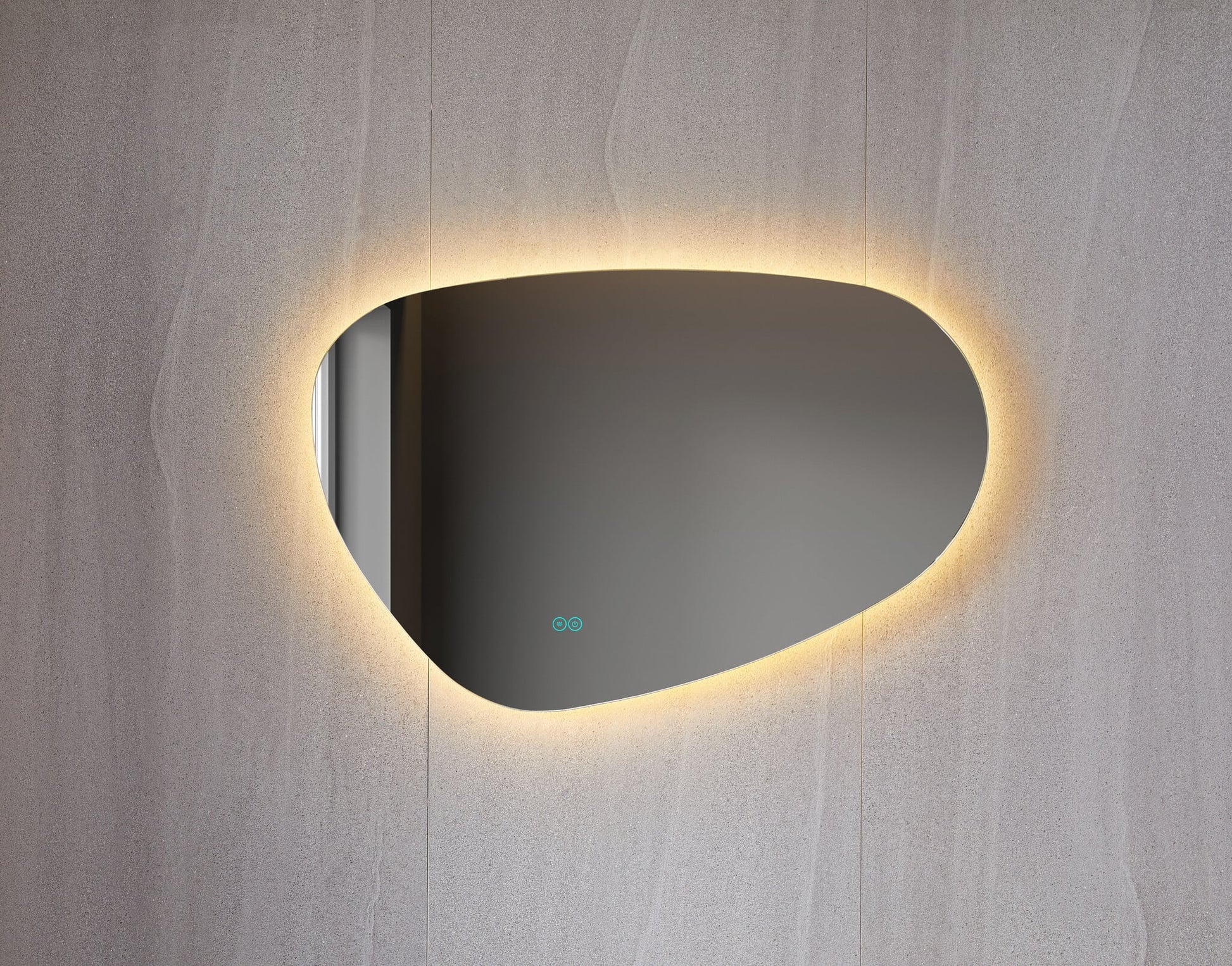 Spiegel asymmetrisch organische led verlichting en anti-condens 100 cm breed en 65 cm hoog