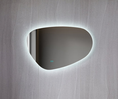 Spiegel asymmetrisch organische led verlichting en anti-condens 140 cm breed en 75 cm hoog