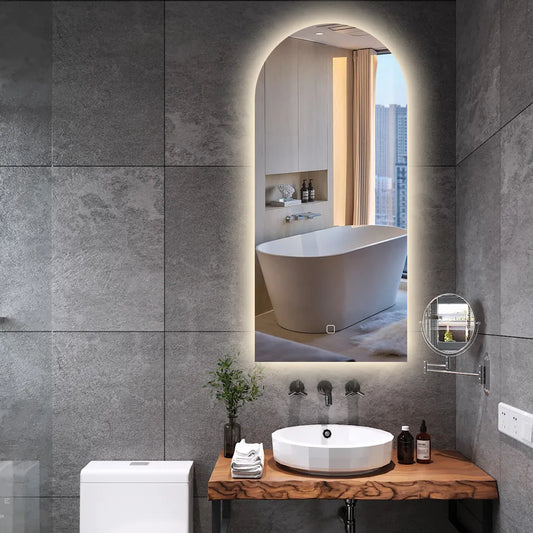 Espejo con LED medio oval 50 x 100 cm