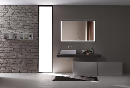 Espejo con marco negro, LED, antivaho 60 x 60 cm