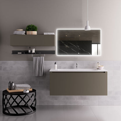 Espejo con marco negro, LED, antivaho 60 x 80 cm