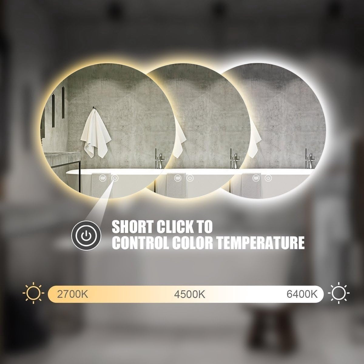 Espejo redondo de 120 cm sin marco, iluminación LED perimetral y antivaho