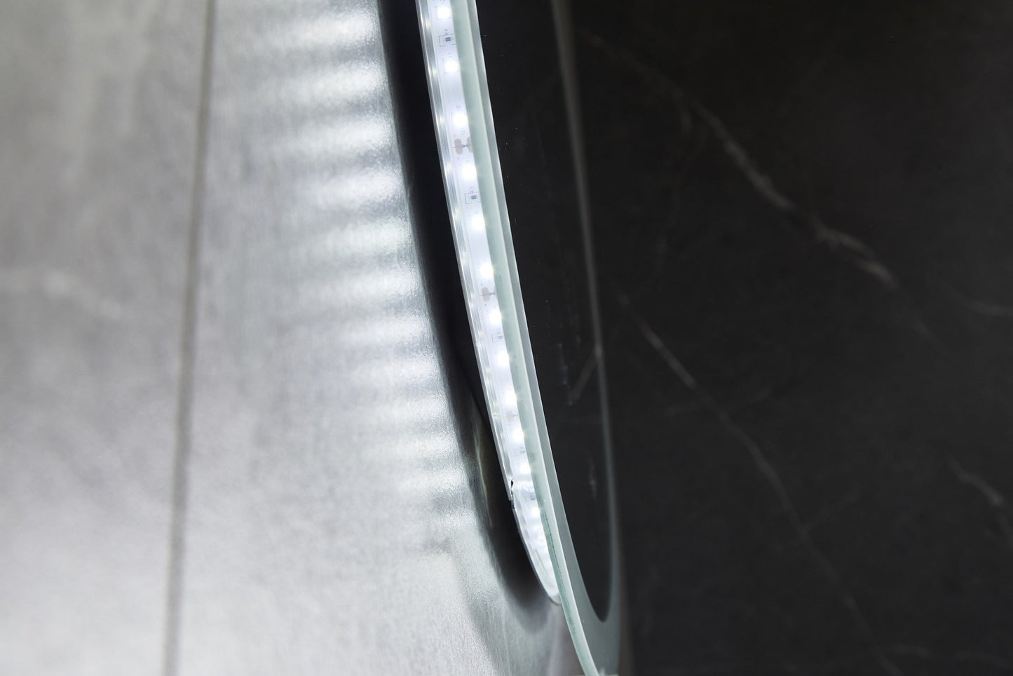 Espejo redondo 80 cm sin marco, iluminación LED empotrada y anti-condensación