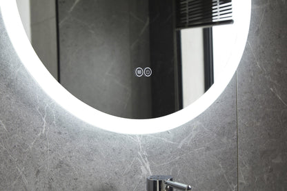 Espejo redondo 80 cm sin marco, iluminación LED empotrada y anti-condensación