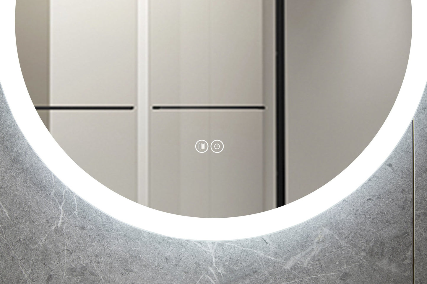 Espejo redondo 80 cm sin marco, iluminación LED empotrada y anti-condensación