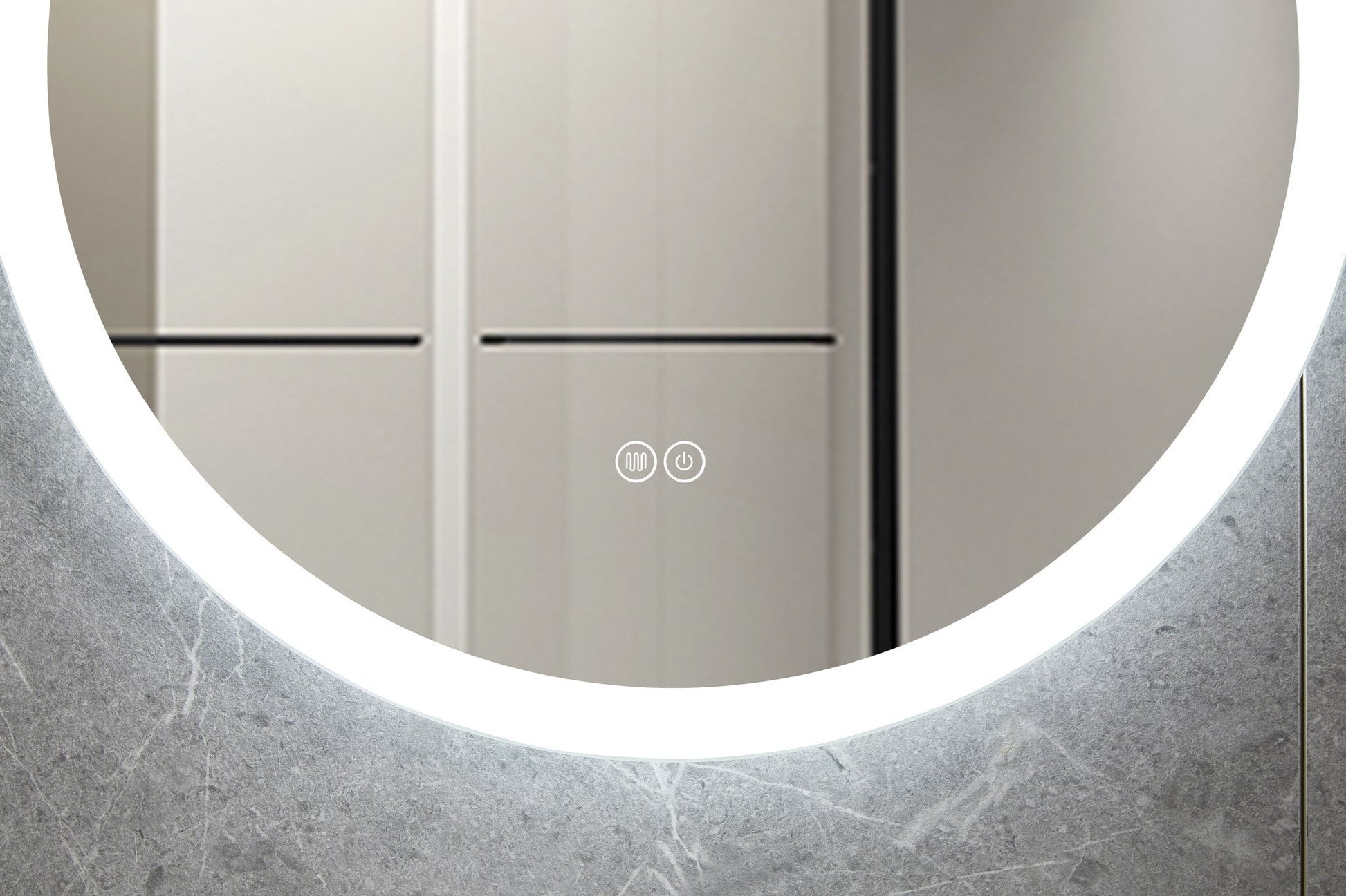 Espejo redondo 80 cm sin marco, iluminación LED empotrada y anti-condensación