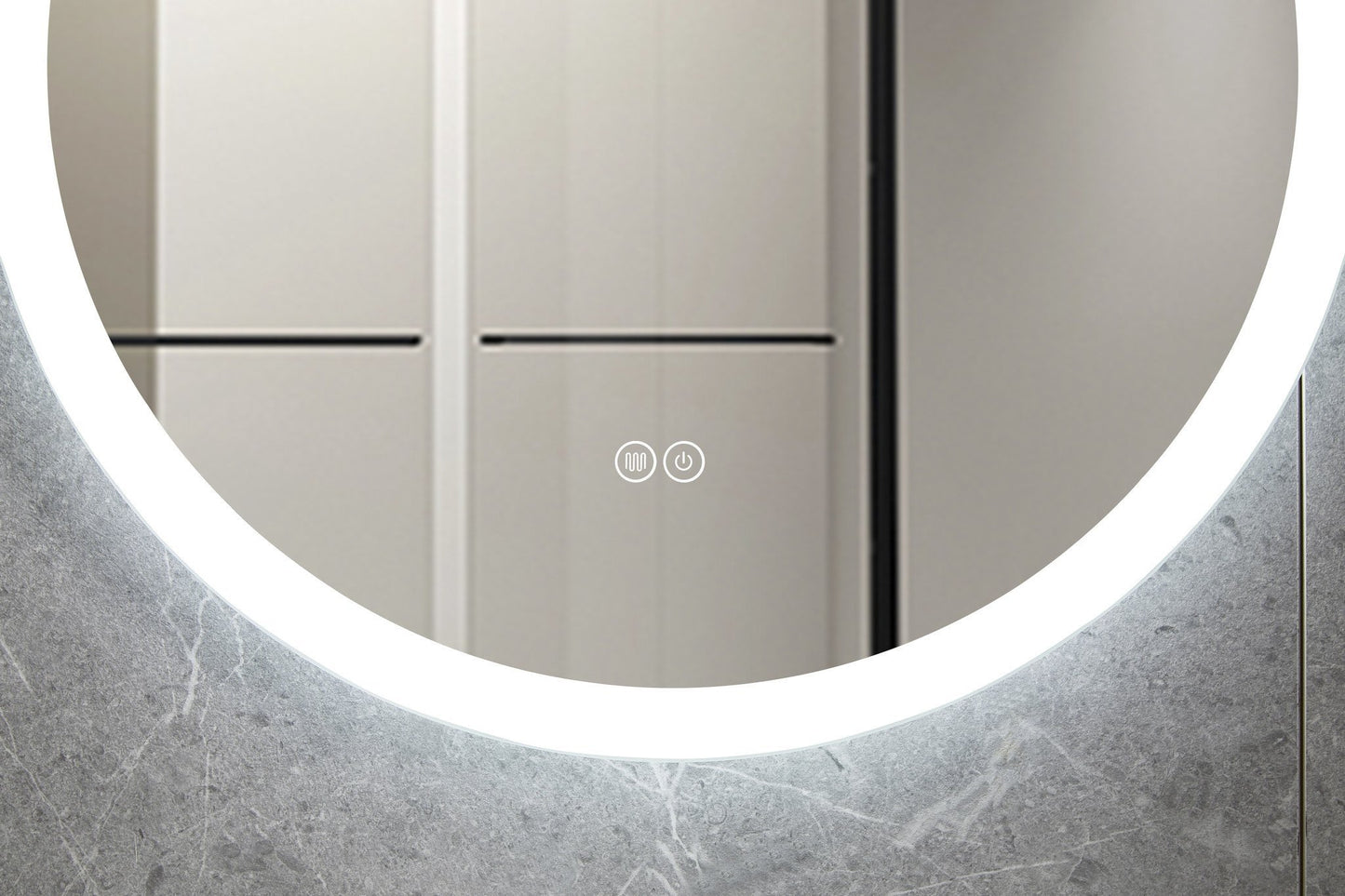 Espejo redondo 80 cm sin marco, iluminación LED empotrada y anti-condensación