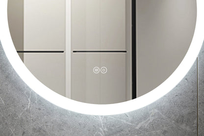 Espejo redondo 80 cm sin marco, iluminación LED empotrada y anti-condensación