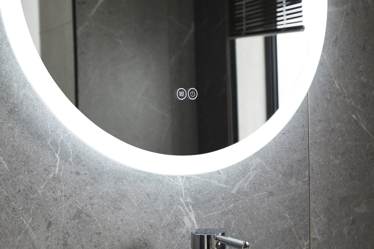 Espejo redondo 80 cm sin marco, iluminación LED empotrada y anti-condensación