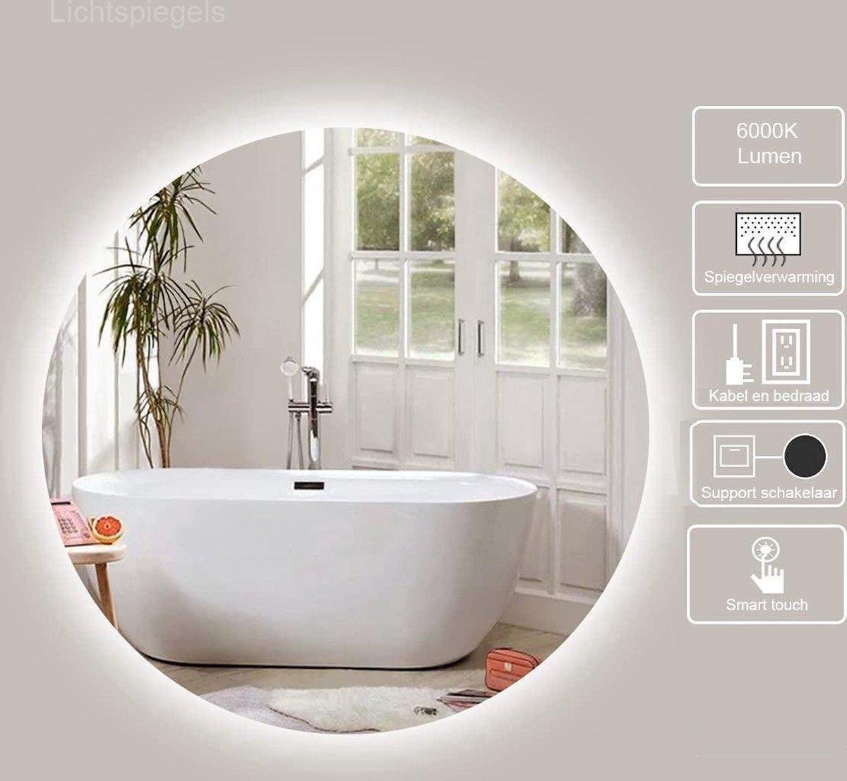 Espejo redondo 80 cm sin marco, iluminación LED perimetral y anticondensación