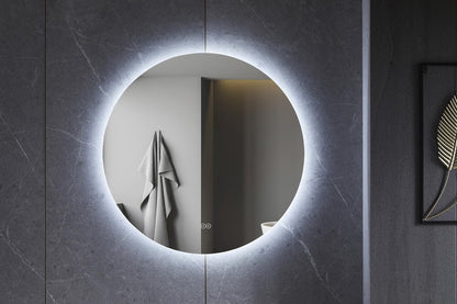 Espejo redondo 80 cm sin marco, iluminación LED perimetral y anticondensación